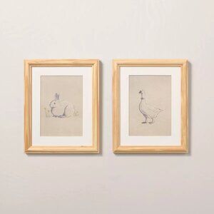 Hearth & Hand Magnolia 8x10 Bunny & Duck Sketch Framed Wall Art Set of‎ 2 Target